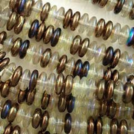 6mm Topaz/Bronze Fancy Czech Rondelle Mix - Pack of 20