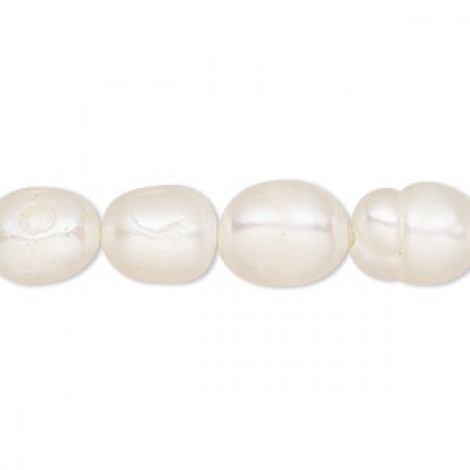 8.5-10.5mm White Freshwater Rice Pearls with Large 2mm Hole 