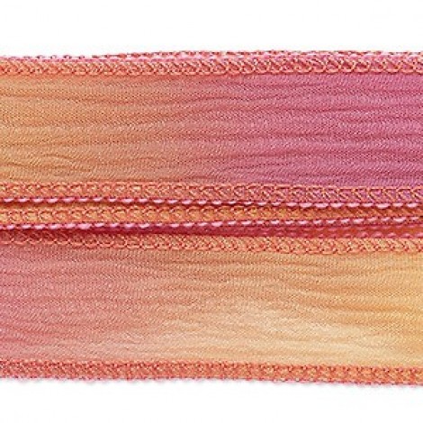 34" Variegated Hand-Dyed Silk Ribbon - Sherbet