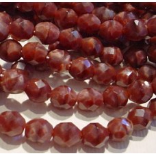 8mm Fire Polish Glass Beads - Multi-Tone Chestnut Coral - Pack of 30