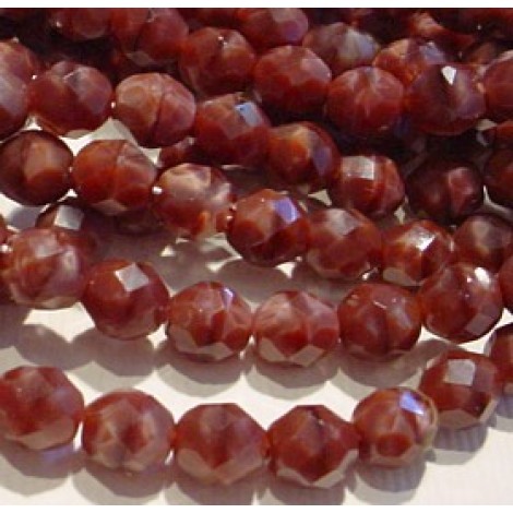 8mm Fire Polish Glass Beads - Multi-Tone Chestnut Coral - Pack of 30 8mm Fire Polish Glass Beads - Multi-Tone Chestnut Coral - Pack of 30