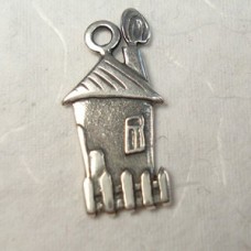 19x9mm Ant Sterling Silver Plated Brass Fairy House Charm - Each