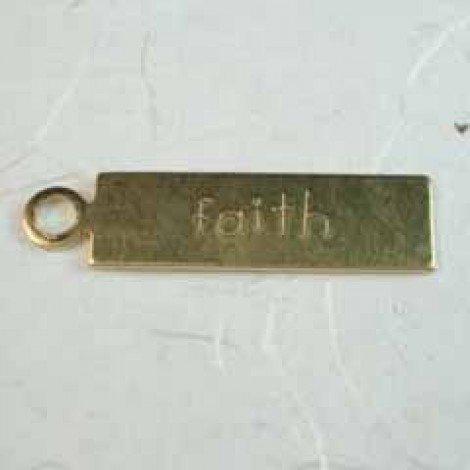 20x5mm Faith Raw Brass Rectangle Charm - Pack of 10