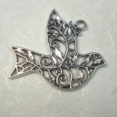 36x30mm Antique Silver Filigree Dove Pendants - Pack of 2