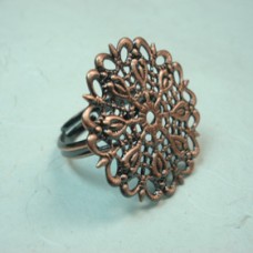 25mm Antique Copper Plated Filigree Adjustable Size Rings - Pack of 2