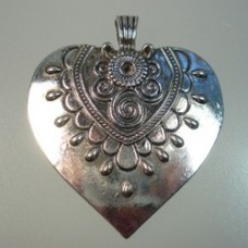 58x51mm Tibetan Style Antique Silver Heart Pendant