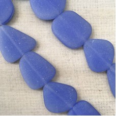 20-25mm Flat Freeform Sea Glass Beads - Opaque Sky Blue