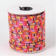 5x2mm Woven Ethnic Flat Cord - Watermelon Mix - Per metre