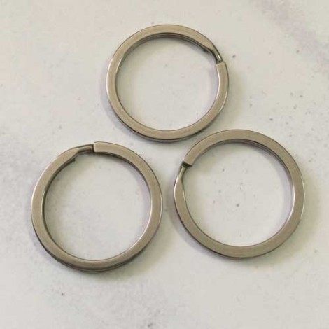 30mm Stainless Steel Split Ring Keyrings with Flat Sides