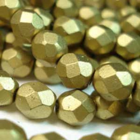 6mm Czech Firepolish Beads - Metallic Aztec Gold - Pack of 20