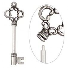 Antique Silver Pewter Beadable Key Pendant