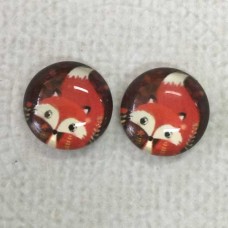 12mm Art Glass Backed Cabochons  - Foxy 2 - Per Pair