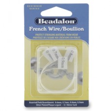 Beadalon French Wire (Gimp) - Assorted Pack of 4 Sizes - Silver Plated
