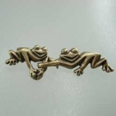 Friendly Frogs Hook & Eye Clasp - Antique Brass - each