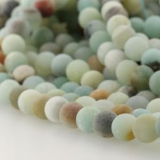 6mm Natural Frosted Amazonite Round Beads