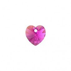 10mm Swarovski Heart Crystal Drops - Fuchsia - Pack of 2