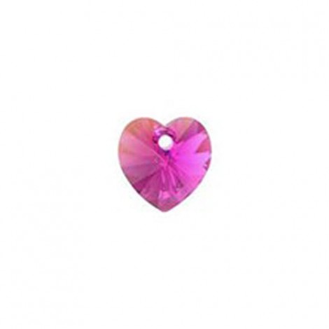 10mm Swarovski Heart Crystal Drops - Fuchsia - Pack of 2