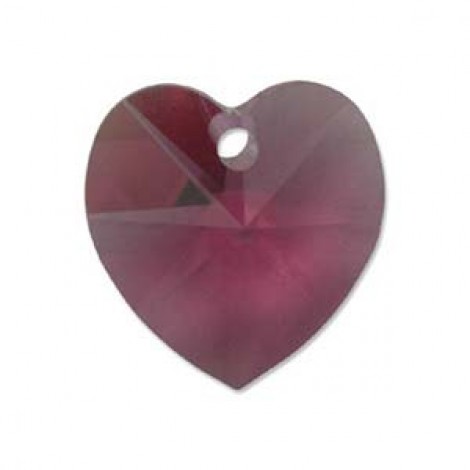 10mm Swarovski Heart Crystal Drops - Fuchsia