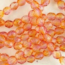 4mm Czech Firepolished Beads - Fuchsia Canteloupe - Pack of 50