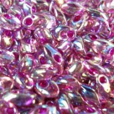 Miyuki Long Magatamas - Fuchsia Lined Smoky Amethyst - 8.5gm