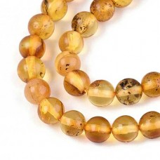 4-5mm Natural Amber Round Beads - Per 38cm strand (84-85pc)