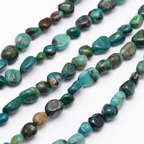 5-8mm Natural Chrysocolla Nugget Beads - Strand