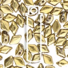 6x4mm Czech Mini GemDuo 2-Hole Beads - Crystal Full Amber (Gold) - 8.5gm