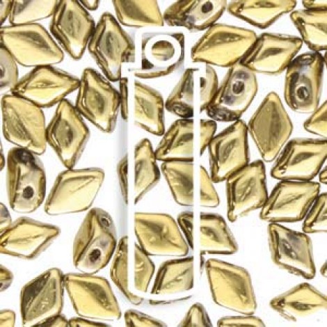 6x4mm Czech Mini GemDuo 2-Hole Beads - Crystal Full Amber (Gold) - 8.5gm 6x4mm Czech Mini GemDuo 2-Hole Beads - Crystal Full Amber (Gold) - 8.5gm