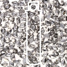 6x4mm Czech Mini GemDuo 2-Hole Beads - Crystal Labrador (Silver)