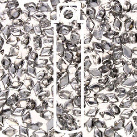 6x4mm Czech Mini GemDuo 2-Hole Beads - Crystal Labrador (Silver) - 8.5gm