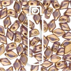 6x4mm Czech Mini GemDuo 2-Hole Beads - Crystal Gold Bronze - 8.5gm