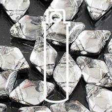 5x8mm Czech GemDuo 2-Hole Beads - Crystal Labrador (Silver) - 8gm