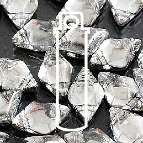 5x8mm Czech GemDuo 2-Hole Beads - Crystal Labrador (Silver) - 8gm 5x8mm Czech GemDuo 2-Hole Beads - Crystal Labrador (Silver) - 8gm