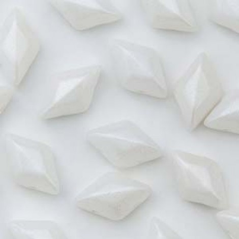 5x8mm Czech GemDuo 2-Hole Beads - Pearl Shine White - 8gm 5x8mm Czech GemDuo 2-Hole Beads - Pearl Shine White - 8gm