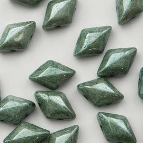 5x8mm Czech GemDuo 2-Hole Beads - Chalk Green Luster - 8gm 5x8mm Czech GemDuo 2-Hole Beads - Chalk Green Luster - 8gm