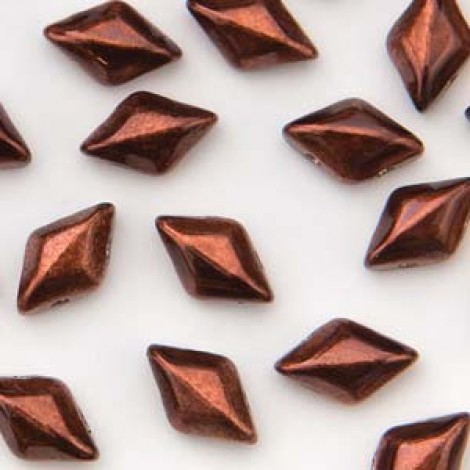 5x8mm Czech GemDuo 2-Hole Beads - Metalust Burnt Copper - 8gm