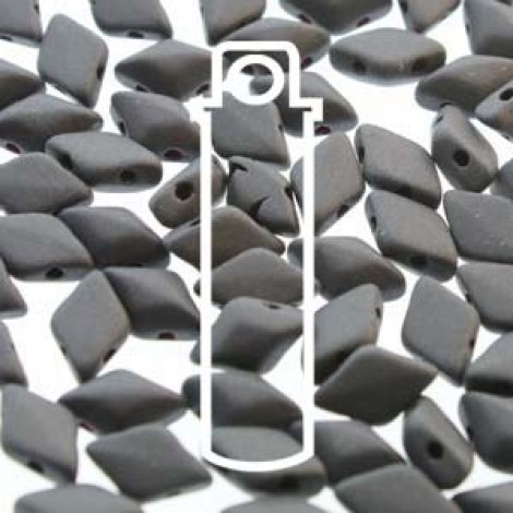 6x4mm Czech Mini GemDuo 2-Hole Beads - Jet Matte - 8.5gm