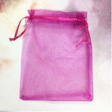 14x17cm Hot Pink Large Organza Drawstring Bags with drawstring - Pack of 10