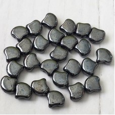 7.5x7.5mm Czech 2-Hole Gingko Beads - Hematite - 8-9gm