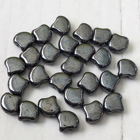 7.5x7.5mm Czech 2-Hole Gingko Beads - Hematite - 8-9gm