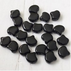 7.5x7.5mm Czech 2-Hole Gingko Beads - Jet - 8-9gm