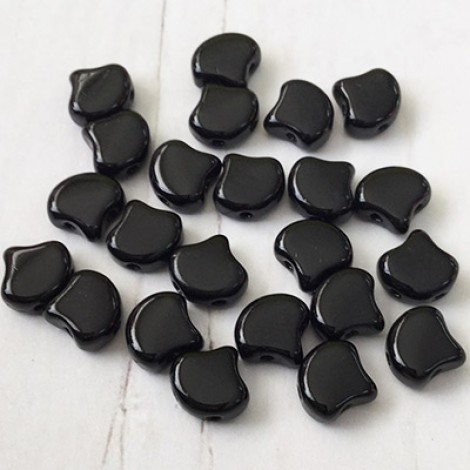 7.5x7.5mm Czech 2-Hole Gingko Beads - Jet - 8-9gm