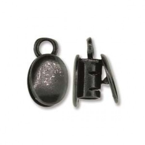 3mm ID Gunmetal Plated Hidden Crimp Cord End - Oval - Per Pair
