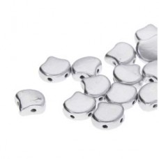 7.5x7.5mm Czech 2-Hole Gingko Beads - Bronze Aluminium (Silver) - 22gm
