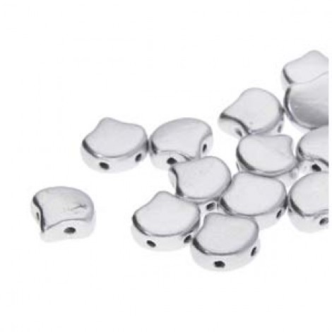 7.5x7.5mm Czech 2-Hole Gingko Beads - Bronze Aluminium (Silver) - 22gm