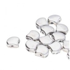 7.5x7.5mm Czech 2-Hole Gingko Beads - Full Labrador (Silver) - 22gm