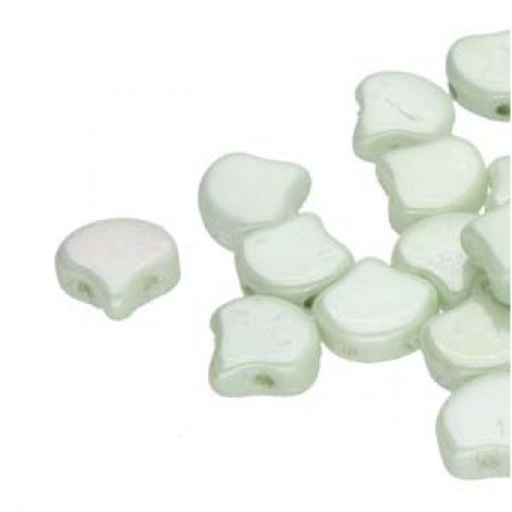7.5x7.5mm Czech 2-Hole Gingko Beads - Chalk Green Luster - 22gm