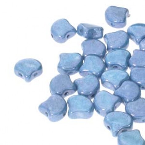 7.5x7.5mm Czech 2-Hole Gingko Beads - Chalk Blue Luster - 22gm 7.5x7.5mm Czech 2-Hole Gingko Beads - Chalk Blue Luster - 22gm