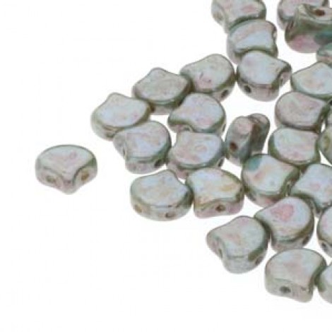 7.5x7.5mm Czech 2-Hole Gingko Beads - Chalk Lazure Blue - 22gm