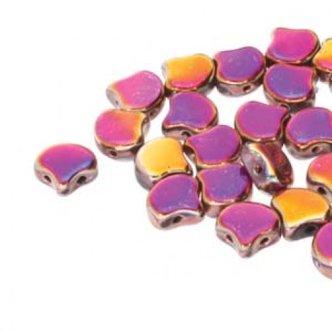 7.5x7.5mm Czech 2-Hole Gingko Beads - Full Sliperit - 22gm